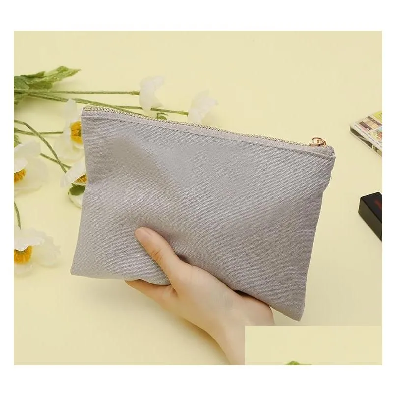 22x15cm large plain nature cotton canvas travel toiletry bags cotton-makeup pouch cosmetic bag with gold zipper sn2655