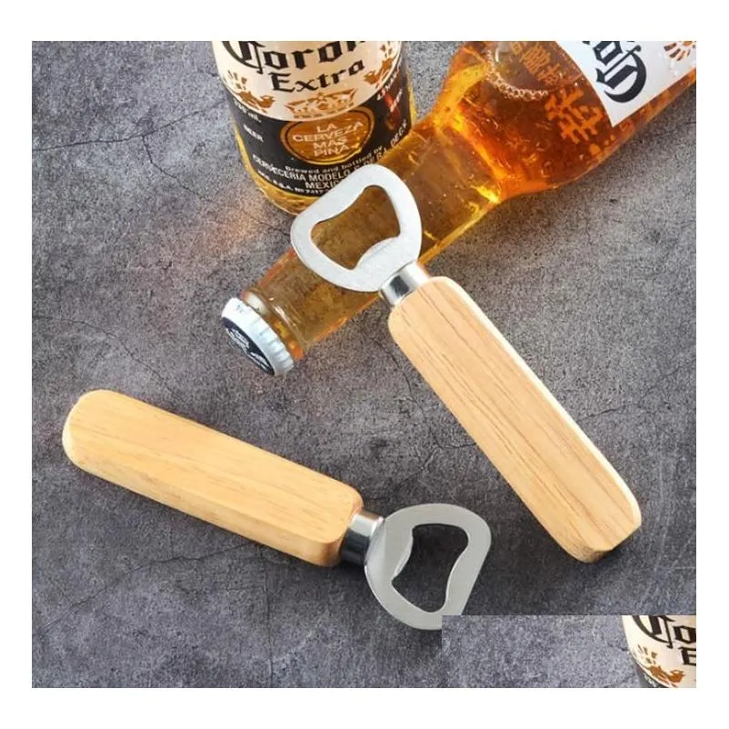 wooden handle bottle opener portable beer openers bar kitchen party tools bars bottleopener sn2373