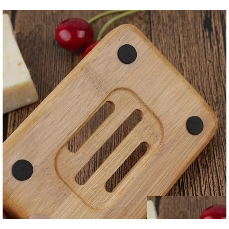 300pcs natural wooden bamboo soap dish wooden soap tray holder storage soap rack plate box container for bath shower plate bathroom