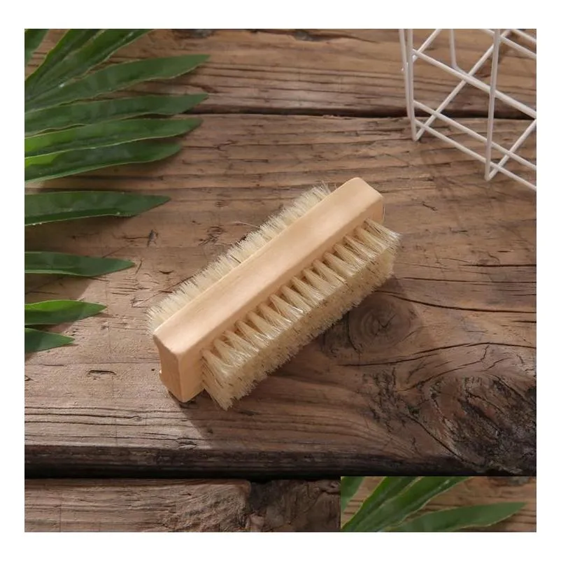 natural boar bristle brush wooden nail brushes foot clean brush body massage scrubber make up tools sn2931