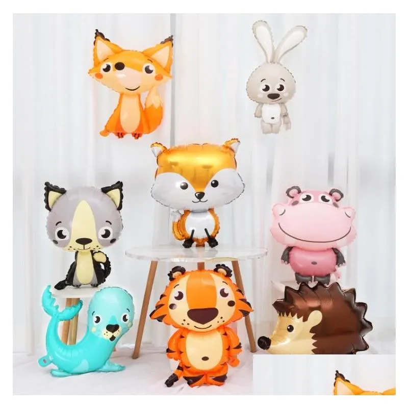 party supplies cartoon animal foil balloons squirrel ballon fox globos air balloon birthday party decorations kids hedgehog inflatable toys