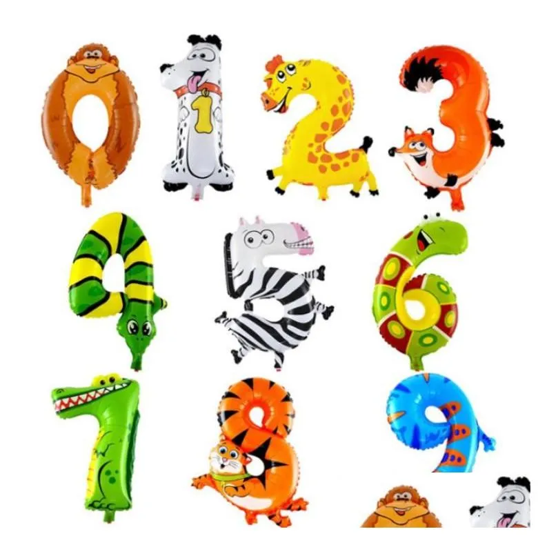 16 inch animal number foil balloons kids party decoration happy birthday wedding decoration ballon gift sn3695