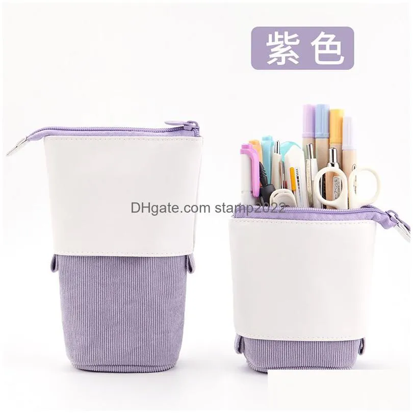 wholesale creative retractable pencil bags case office school stationery supplies storage bag kawaii diy pencil cases kid cute pen holder box 20220924