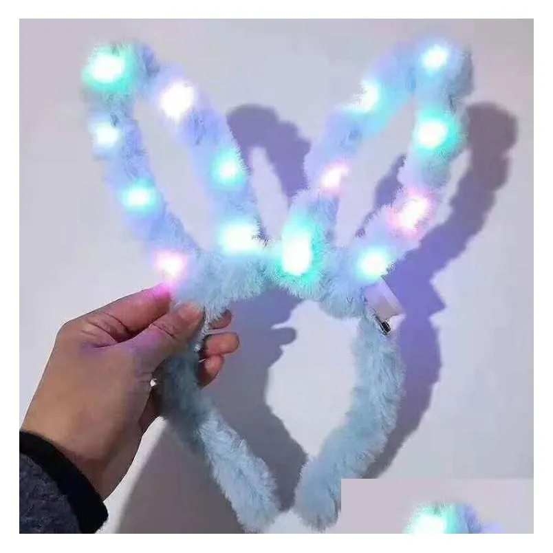 party favors led flashing plush rabbit ears headband fancy dress bunny light up hairband headwear glowing hoop wedding birthday decor