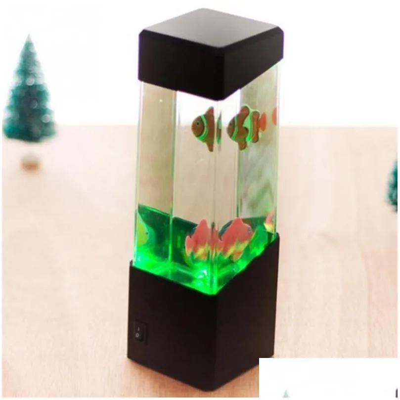 night lights jellyfish tank light aquarium style usb led lamp sensory autism lava desk dropshiping 