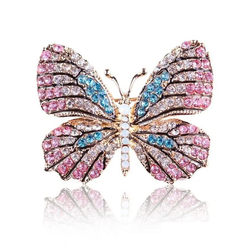 Butterfly Brooch designer Brooches Multi Color Rhinestone Crystal Pins Vintage Fashion Women Wedding Bridal Garments Clothes Pins