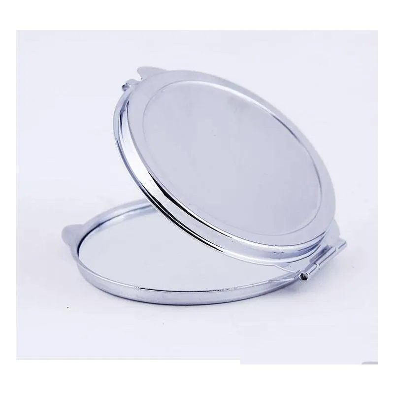 diy makeup mirrors iron 2 face sublimation blank plated aluminum sheet girl gift cosmetic compact mirror portable decoration sn2573