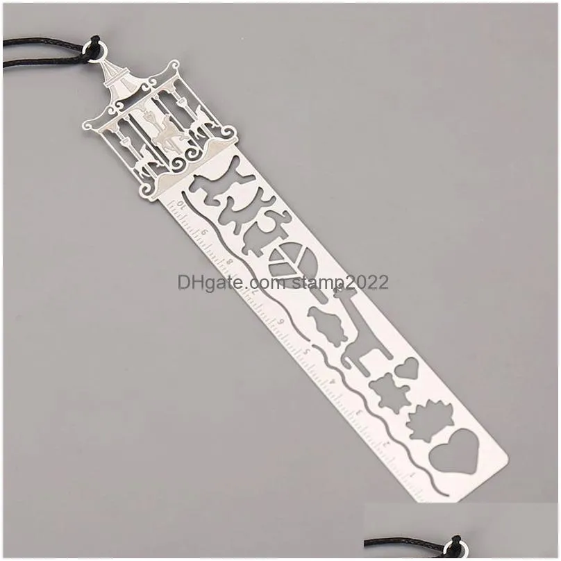 wholesale 1 pcs korean school supplies cute creative metal straight ruler bookmark hollow rulers stationery office accessory suppy stationery 20220924