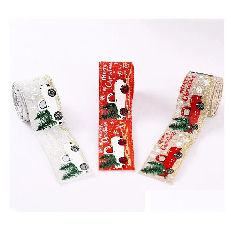 merry christmas tree and vintage truck burlap ribbon-christmas gift wrapping diy fabric swirl ribbon sn3041