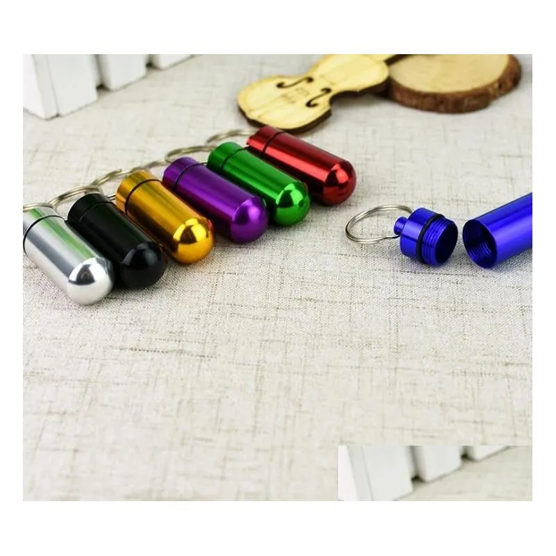 waterproof aluminum keychain medication pill box portable mini travel pills boxes medicine vitamin holder container case bottle sn821