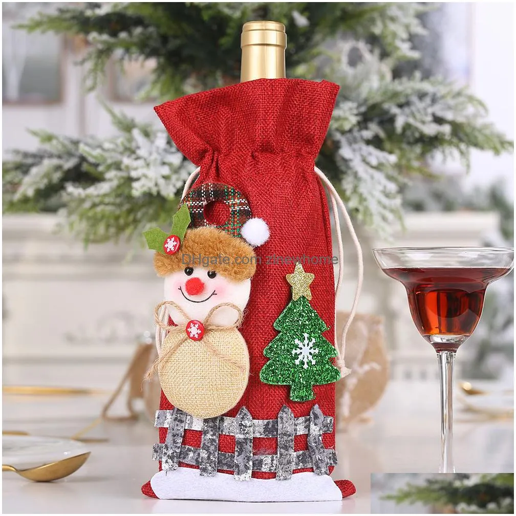 christmas wine bottle cover merry christmas decor for home christmas snowman table decor xmas gift happy new year navidad