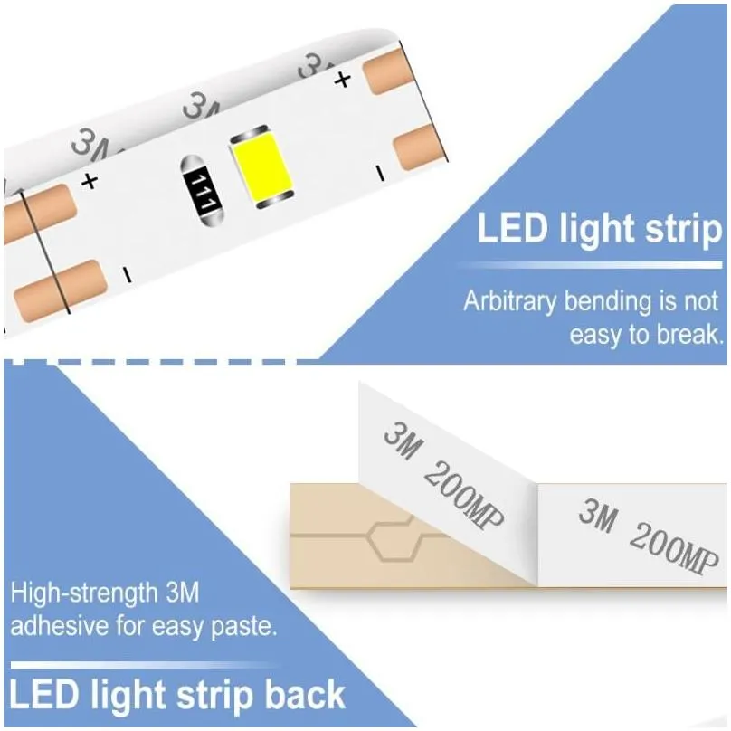 night lights usb strip led light tv ribbon flexible tape 5v cabinet lamp decoration 0.5m 1m 2m  4m 5m 2835