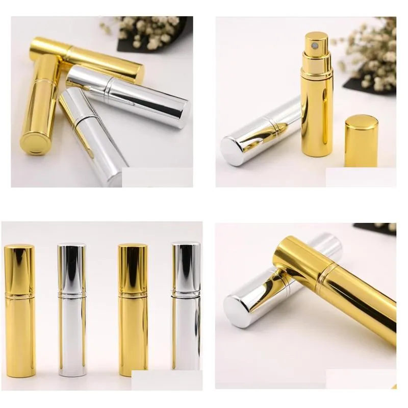 wholesale 5ml aluminum sprayer transparent glass perfume bottle travel spray bottles portable empty cosmetic container with aluminums sprayers