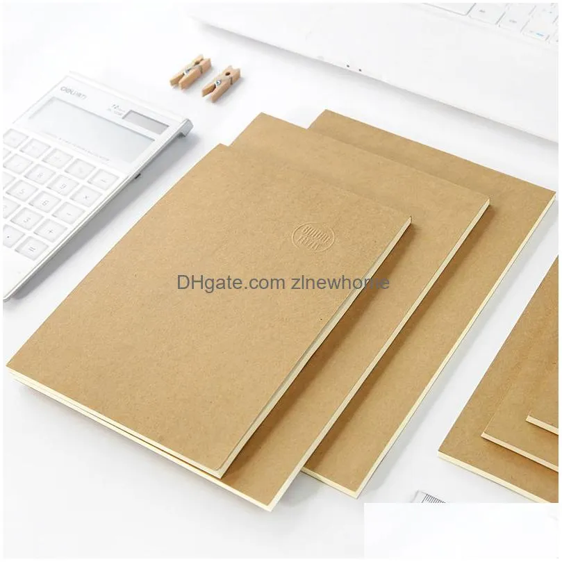 wholesale wholesale brown kraft cover stitching notepad school exercise soft daily notebook with line soft copybook vintage notepads for office and