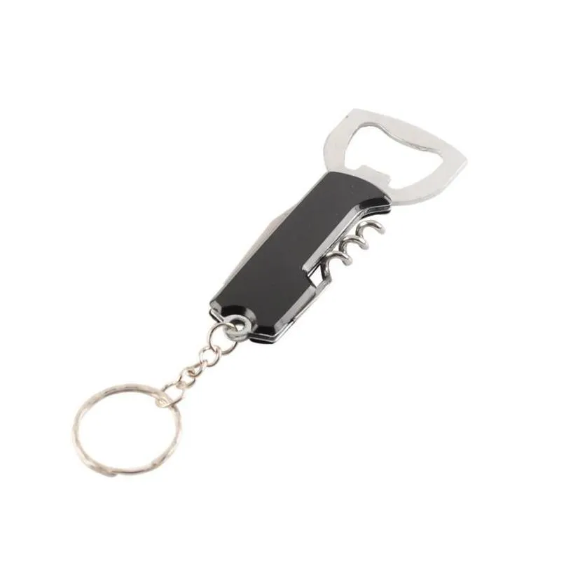 portable key ring bottle opener stainless steel corkscrew knife pulltap double hinged beer wine bottle-opener kitchen bar tool sn3302