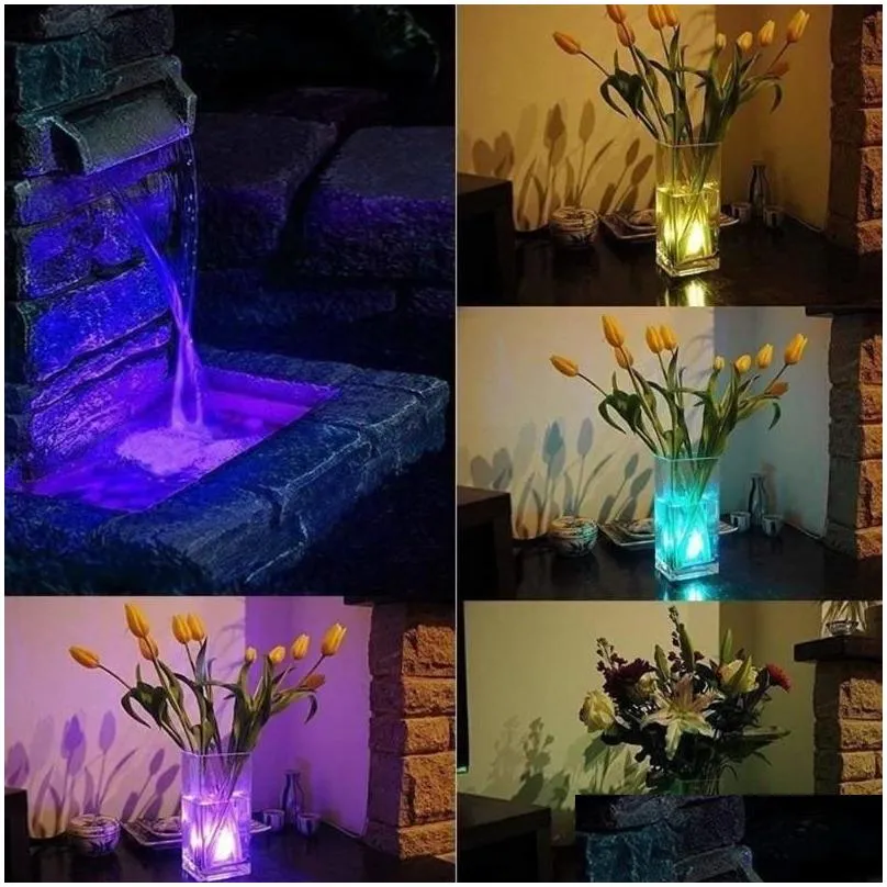 night lights 12pcs led light submersible underwater disco tub candle with remote rgb for pond pool vase base fish tank garden