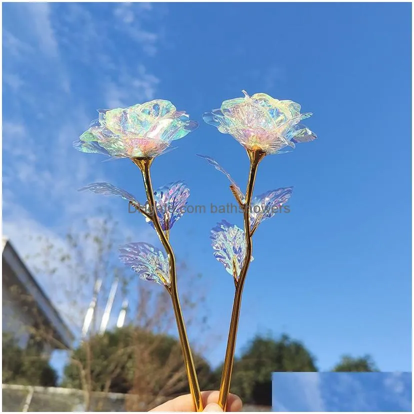 valentine day party rose flowers 24k foil plated led luminous roses proposal wedding anniversary mothers birthday christmas day gifts