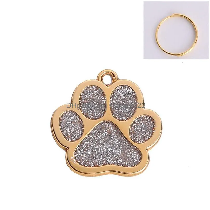 zinc alloy drip processed paw blank pet dog id tags with mirror surface wholesale 5508 q2