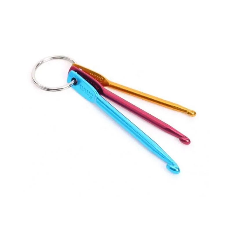 diy craft tools 3.0/4.0/5.0mm key chain with cloghet hooks handmade aluminum cloghets hook metal keychain multicolour crafts knitting