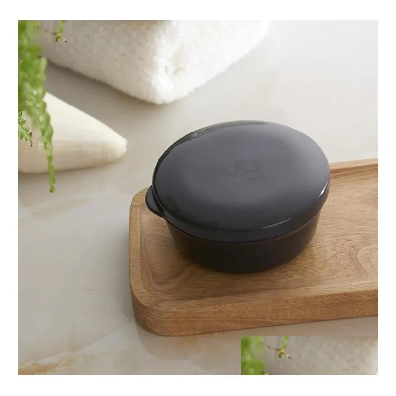 soap dish box bathroom sealed soap-case holder container wash shower home round travel supplies sn2696