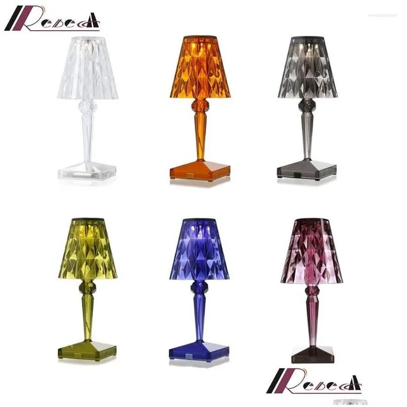 table lamps kartell usb rechargeable cordless lamp acrylic crystal art for bedroom el living room desk restaurant drop delivery ligh otz4u