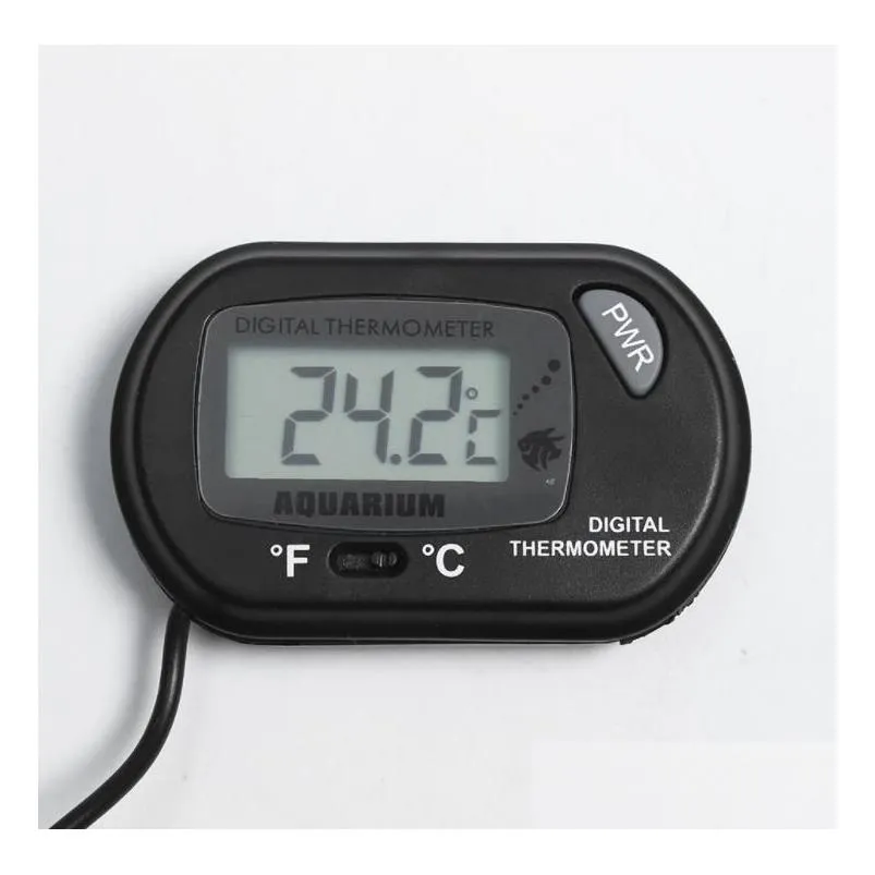mini digital fish aquarium thermometer tank with wired sensor battery included in opp bag black yellow color for option sn2944