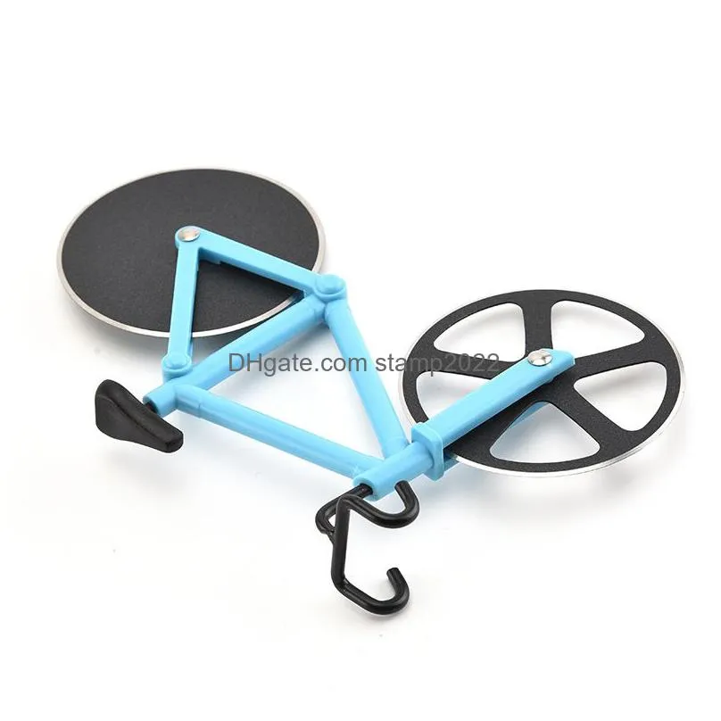 bicycle pizza cutter stainless steel bakeware wheel bike roller chopper slicer pizza cutting knife kitchen tools 20220223 q2