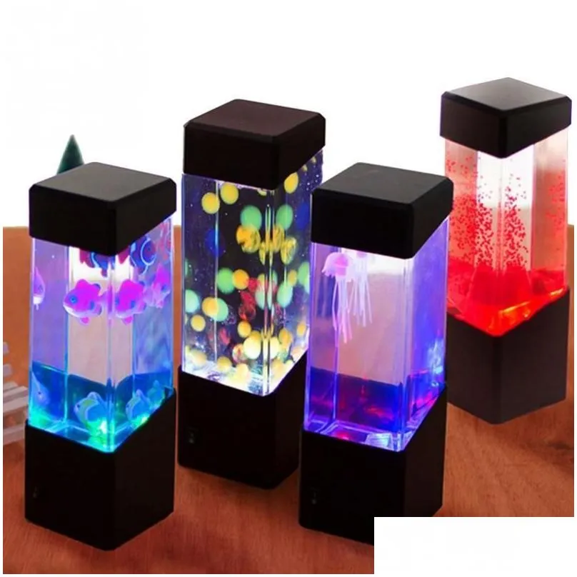 night lights jellyfish aquarium light led lighting kid bedside decorative lamp children table fish tank gift for child usb powered