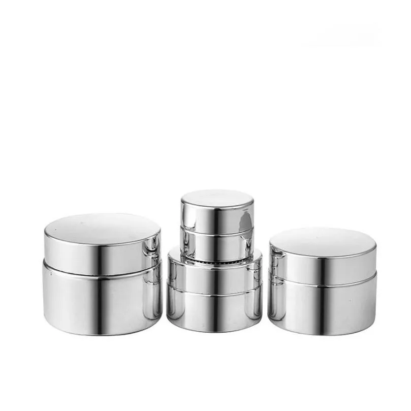 wholesale silver plated glass cosmetic jars cream bottles 5g 10g 15g 20g 30g 50g lip balm cream containers sn4466