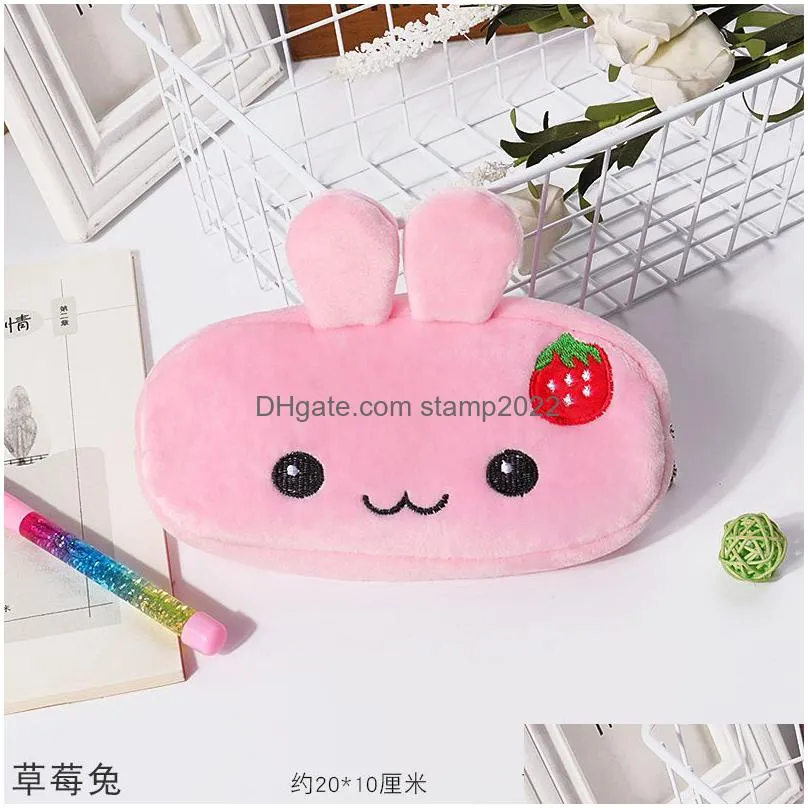 storage bags 1pcs kawaii cartoon pencil case plush cute handle pencilcase school supplies pencil bag for boy girl stationery pouch 20220929