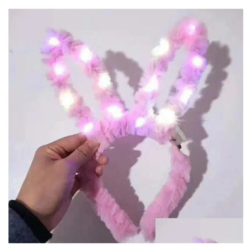 party favors led flashing plush rabbit ears headband fancy dress bunny light up hairband headwear glowing hoop wedding birthday decor