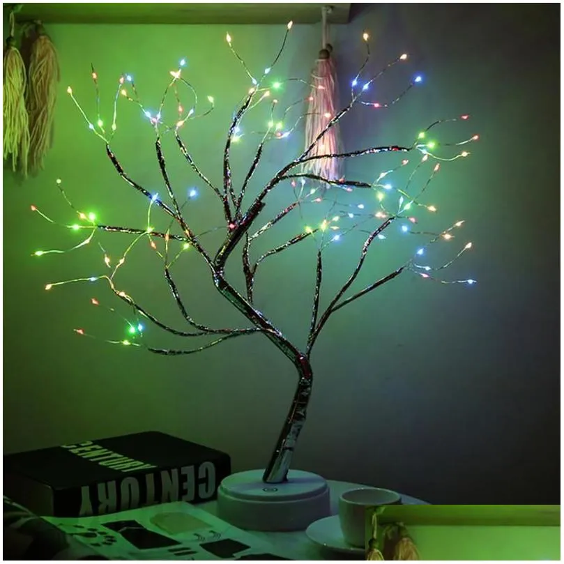 night lights led light mini christmas twinkling tree copper wire garland lamp for holiday home kids bedroom decor luminary fairy