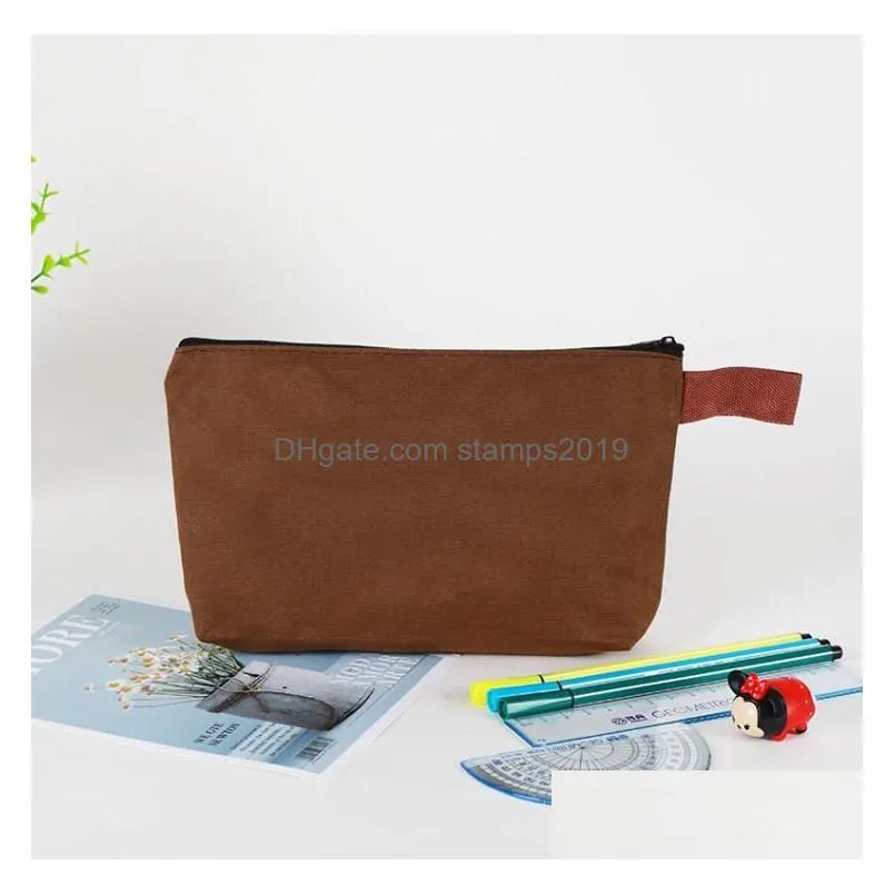 storage bags canvas makeup travel cosmetic bag plain pouch blank toiletry diy craft with zipper for women girl sn5195 drop delivery dhvdz