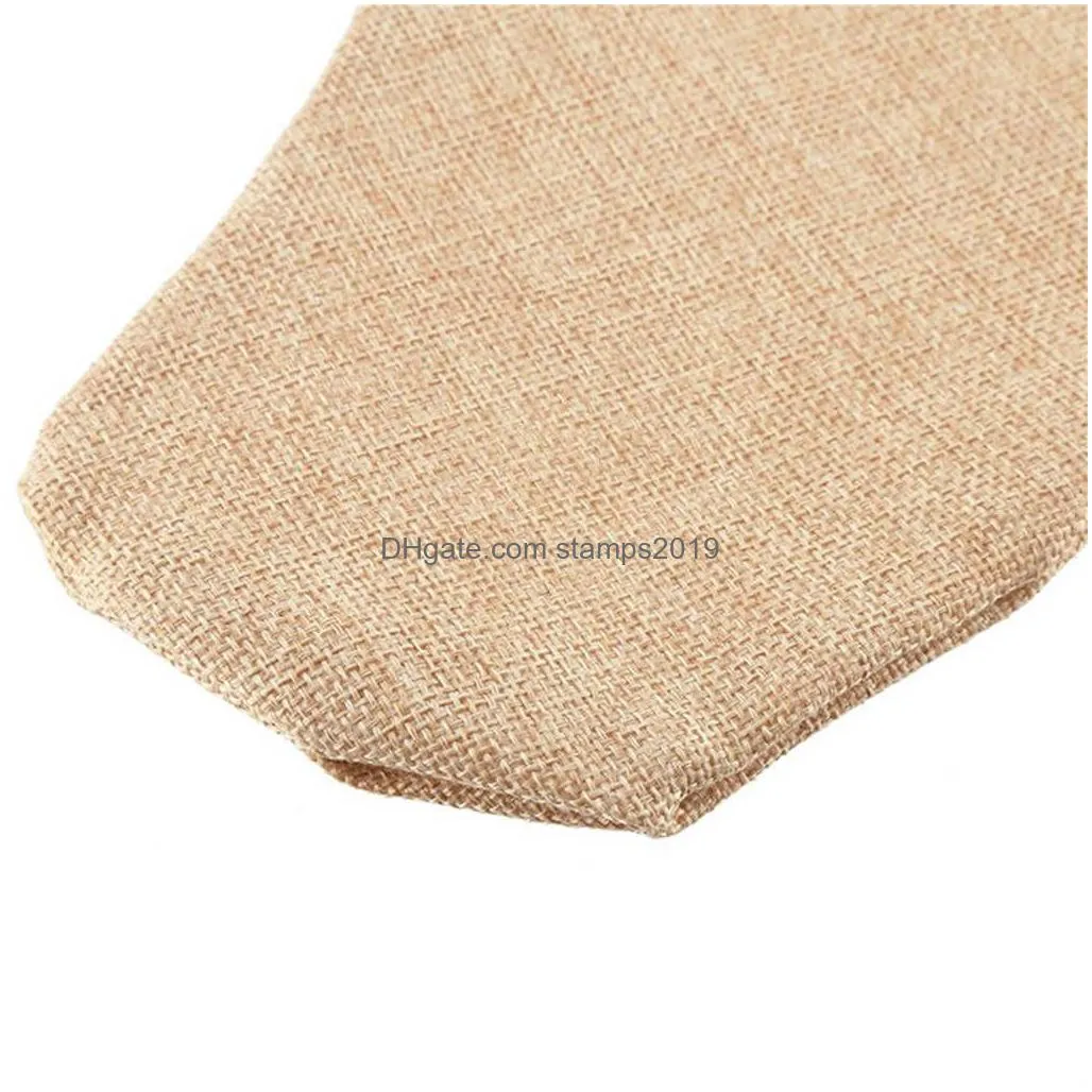 6pcs/set christmas socks large burlap stockings jute xmas stocking plain fireplace decor tabletop party decoration 211021