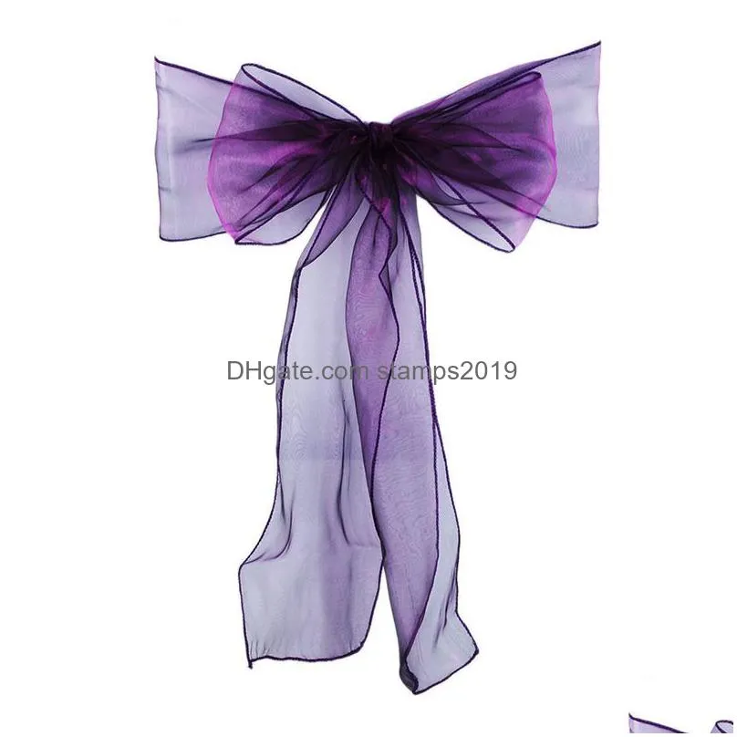 sashes 100pcs chair organza bows wedding party supplies christmas valentines decor sheer fabric decoration 230721