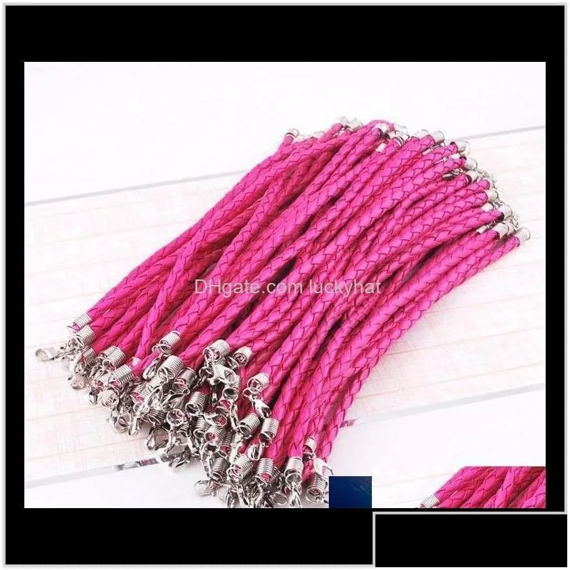 Cord Wire 100Pcslot 205Cm Pu Leather Braided Charm Chain Bracelets Love For Diy Jewelry Bead Lobster Clasp Link Chains 8Ekyq Tshzy