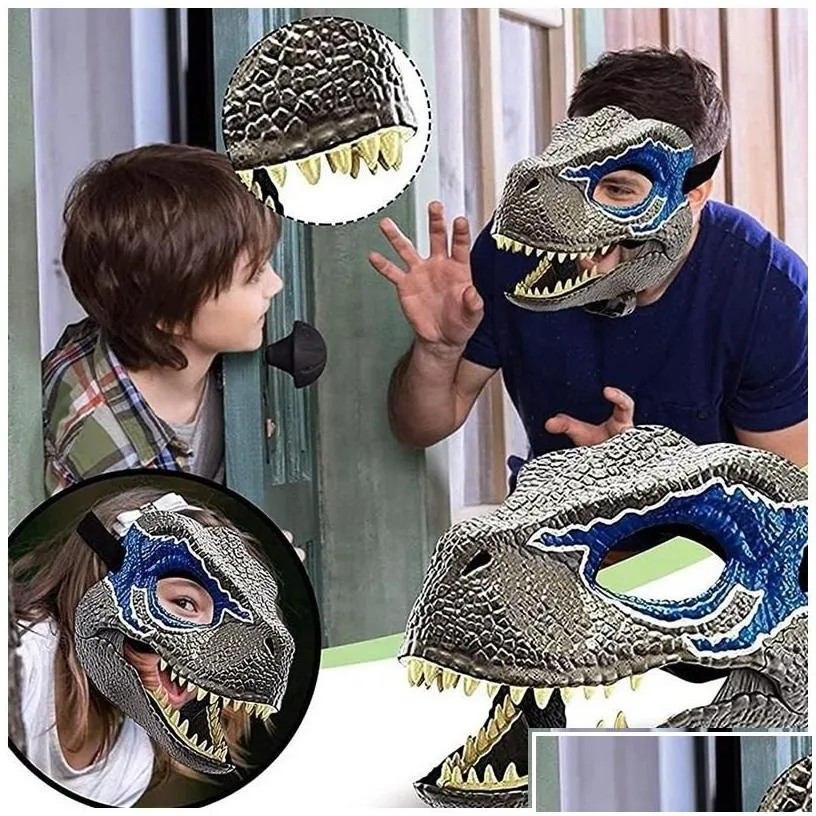 party masks 3d dinosaur mask role play props performance headgear jurassic world raptor dino festival carnival gifts 220704 drop del
