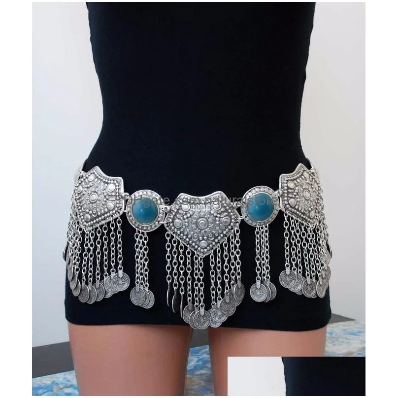 gypsy metal hippie boho flower turkish bohemian shimmy dress belt belly dance waist chain coins sexy body afghan indian jewelry 220819