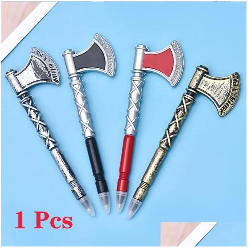 Ballpoint Pens Wholesale 1 Pcs Funny 0.5Mm Toy Pen Ax Shovel Modeling Ball Black Ink Writing Supplies School Office Stationery1 Drop Otxzk