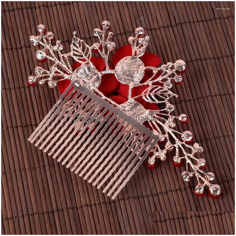 bandanas wedding flower hair comb bride pearls piece accessory for woman girl