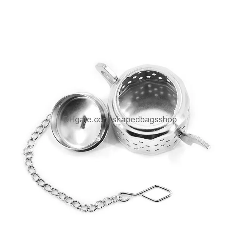 teapot shaped stainless steel herbal pot tea infuser strainers filter tea ball for wedding gifts free shipping sn2094