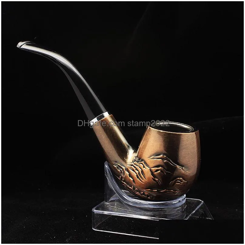 smoking pipes copper color resistant pipe filter herb tobacco pipes narguile grinder resin cigarette holder hookah 20220901 e3