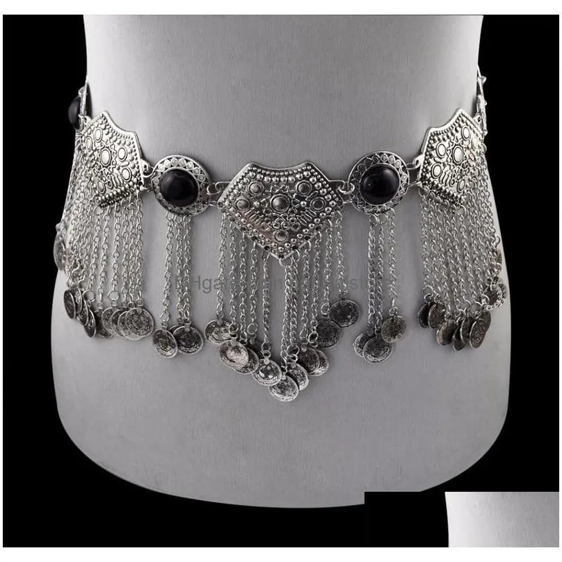 gypsy metal hippie boho flower turkish bohemian shimmy dress belt belly dance waist chain coins sexy body afghan indian jewelry 220819