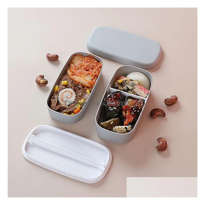 double layer bento box sets for kids bpa stackable lunch containers 3 compartment large lunch boxes prep children school leak-resistant microwave