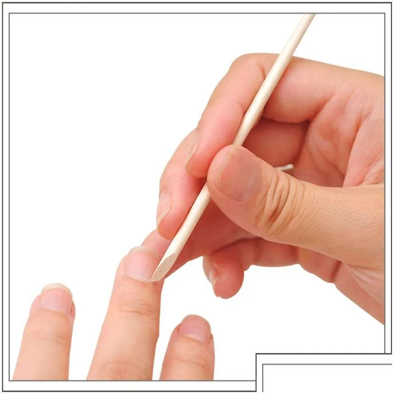 Wholesale-100pcs Nail Art Orange Wood Stick Cuticle Pusher Remover for Manicures Care Nail Art Tool Free Shipping