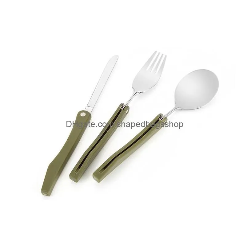 120sets portable folding fork spoon knife picnic western dinnerware camping set sn2511