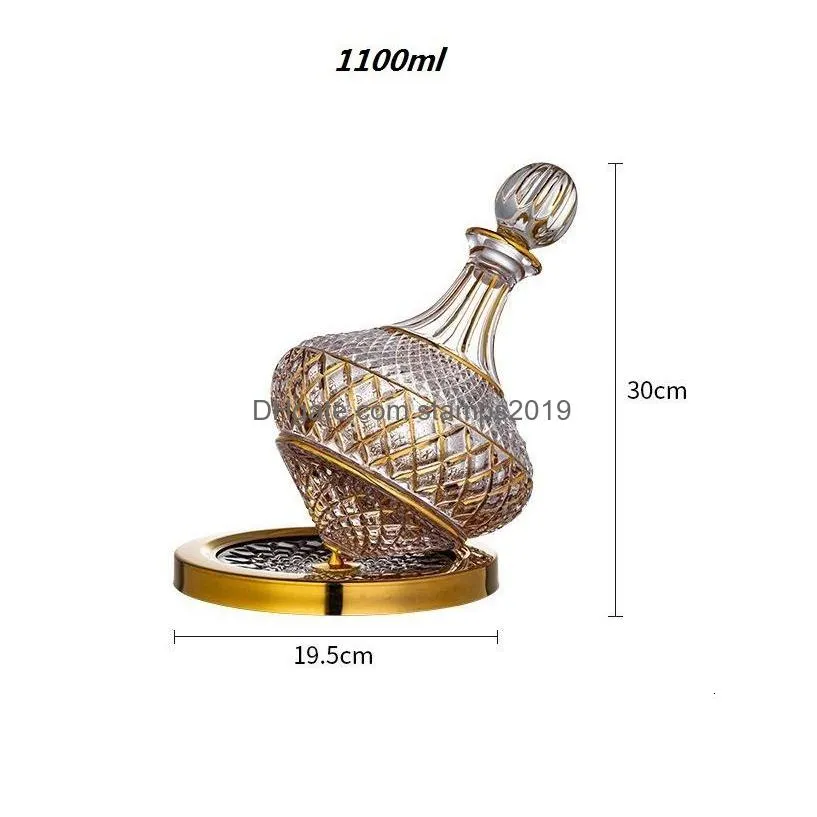 wine glasses 1100ml drawing gold rotating crystal glass decanter high end light luxury tumbler gyro 230721