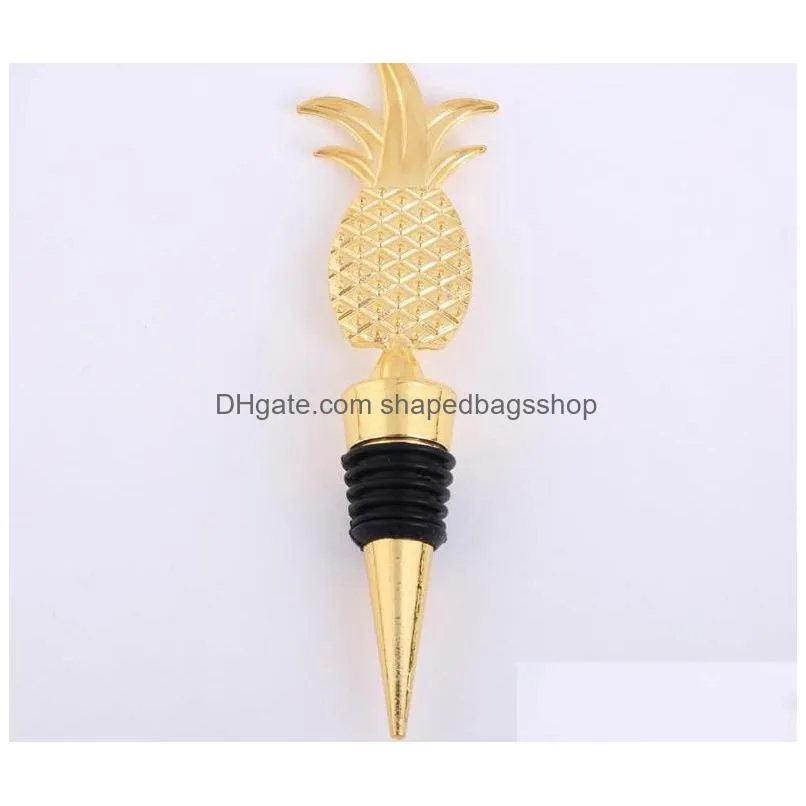 100pcs pineapple wine stopper in gift boxes champagne wine bottle stopper vacuum sealed bridal wedding wine pourer gift sn3025