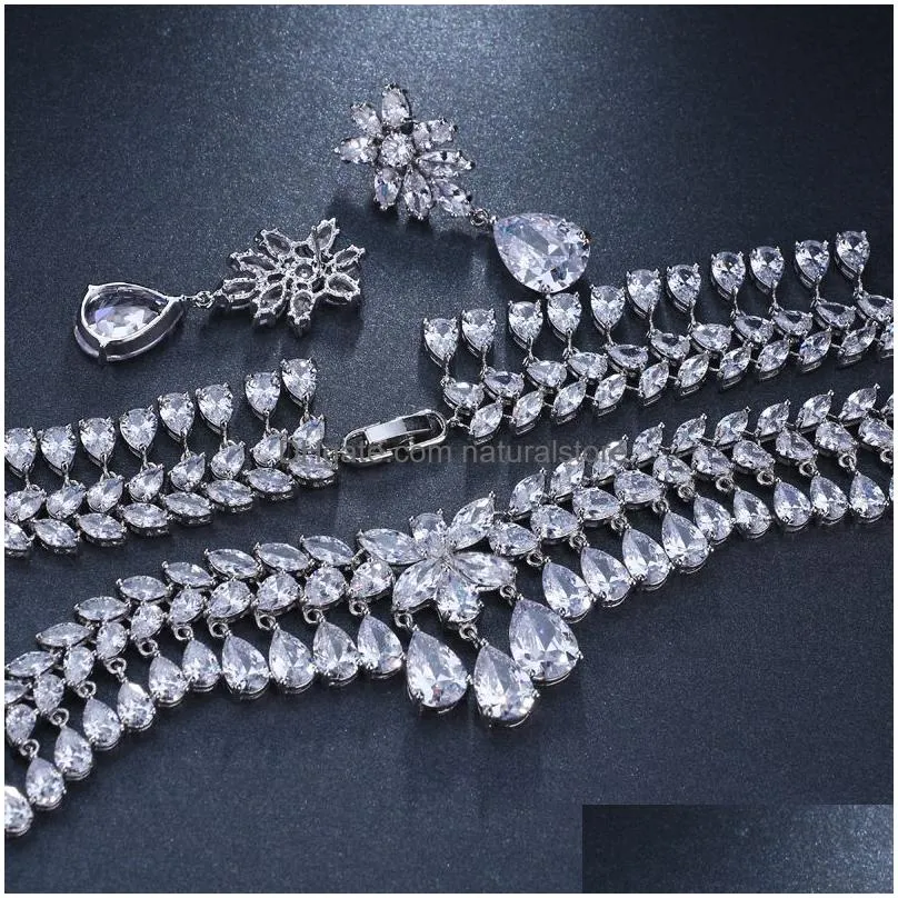 wedding jewelry sets emmaya luxury cubic zirconia bridal tear drop crystal party necklace 230213