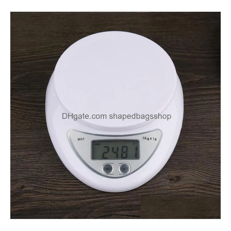 wholesale 60pcs 5kg home household portable lcd screen electronic digital kitchen food diet postal weight scale balance 5000g x 1g b05 free dhl